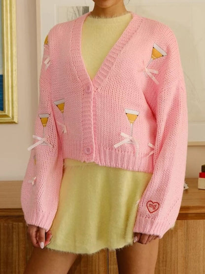 Cocktail Button Up Cardigan Blush Pink