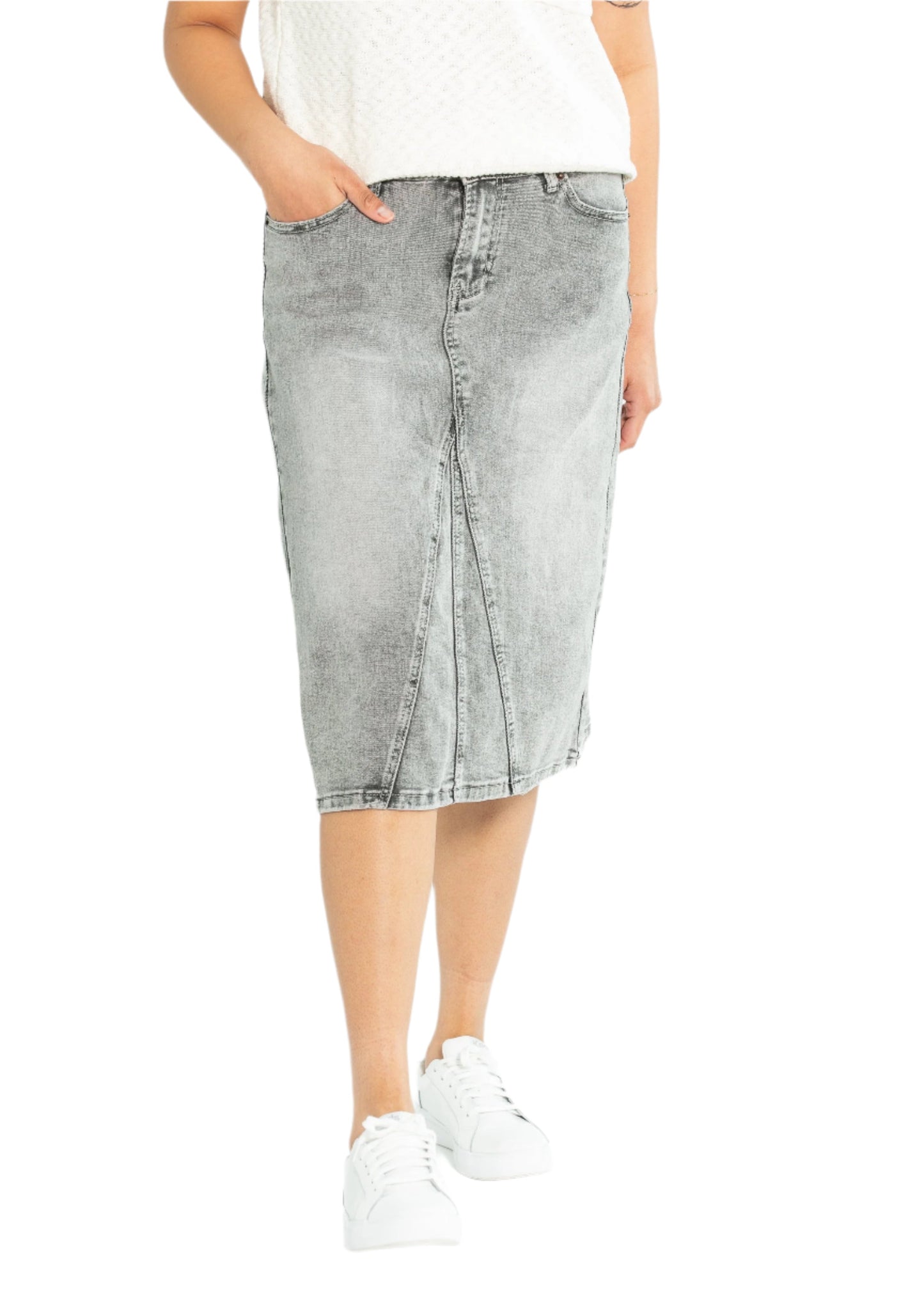 Claire A-line Denim Midi Skirt