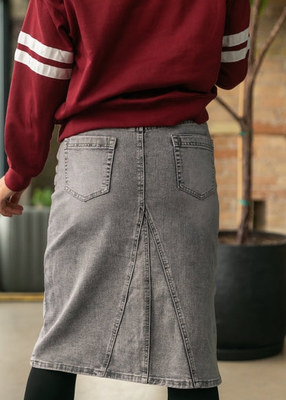 Claire A-line Denim Midi Skirt