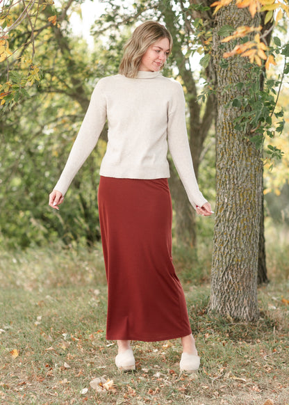 Clarise Premium Knit Maxi Skirt Rust