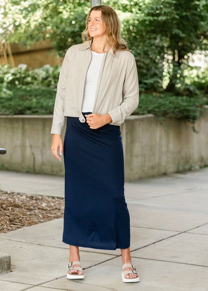 Clarise Premium Knit Maxi Skirt Navy