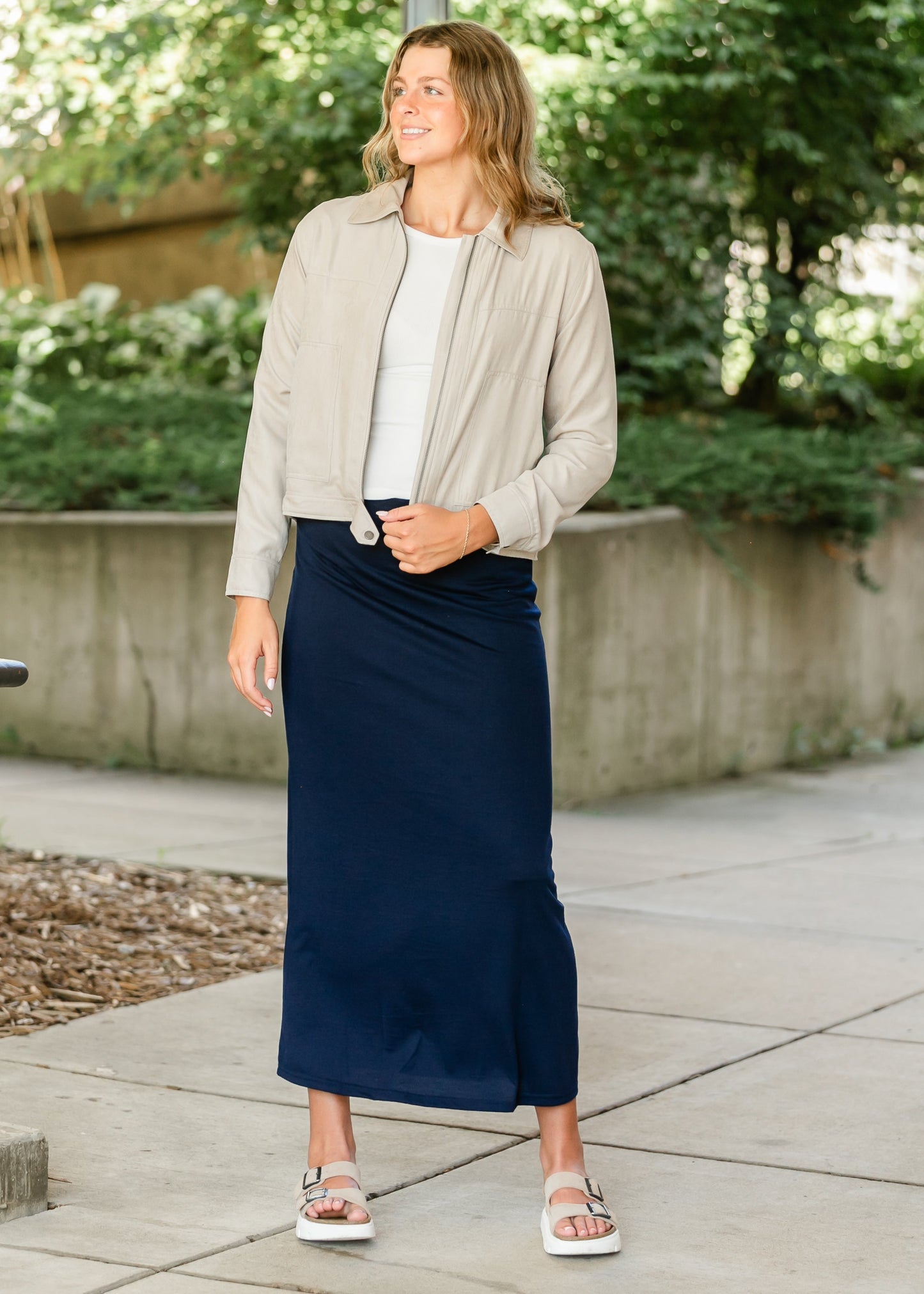 Clarise Premium Knit Maxi Skirt Navy