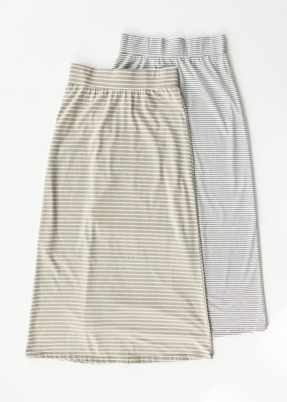 Clarise Striped Premium Knit Maxi Skirt