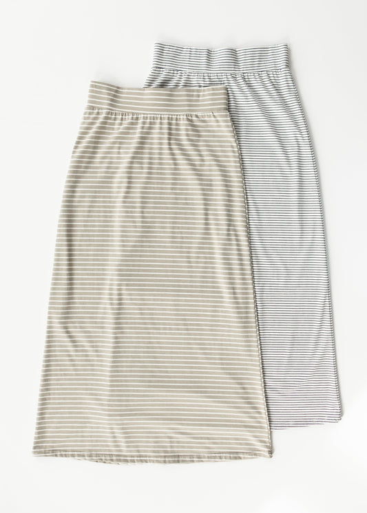 Clarise Striped Premium Knit Maxi Skirt