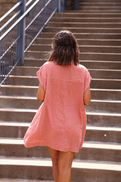 Clay Belle Button Down Tunic Mini Dress - FINAL SALE
