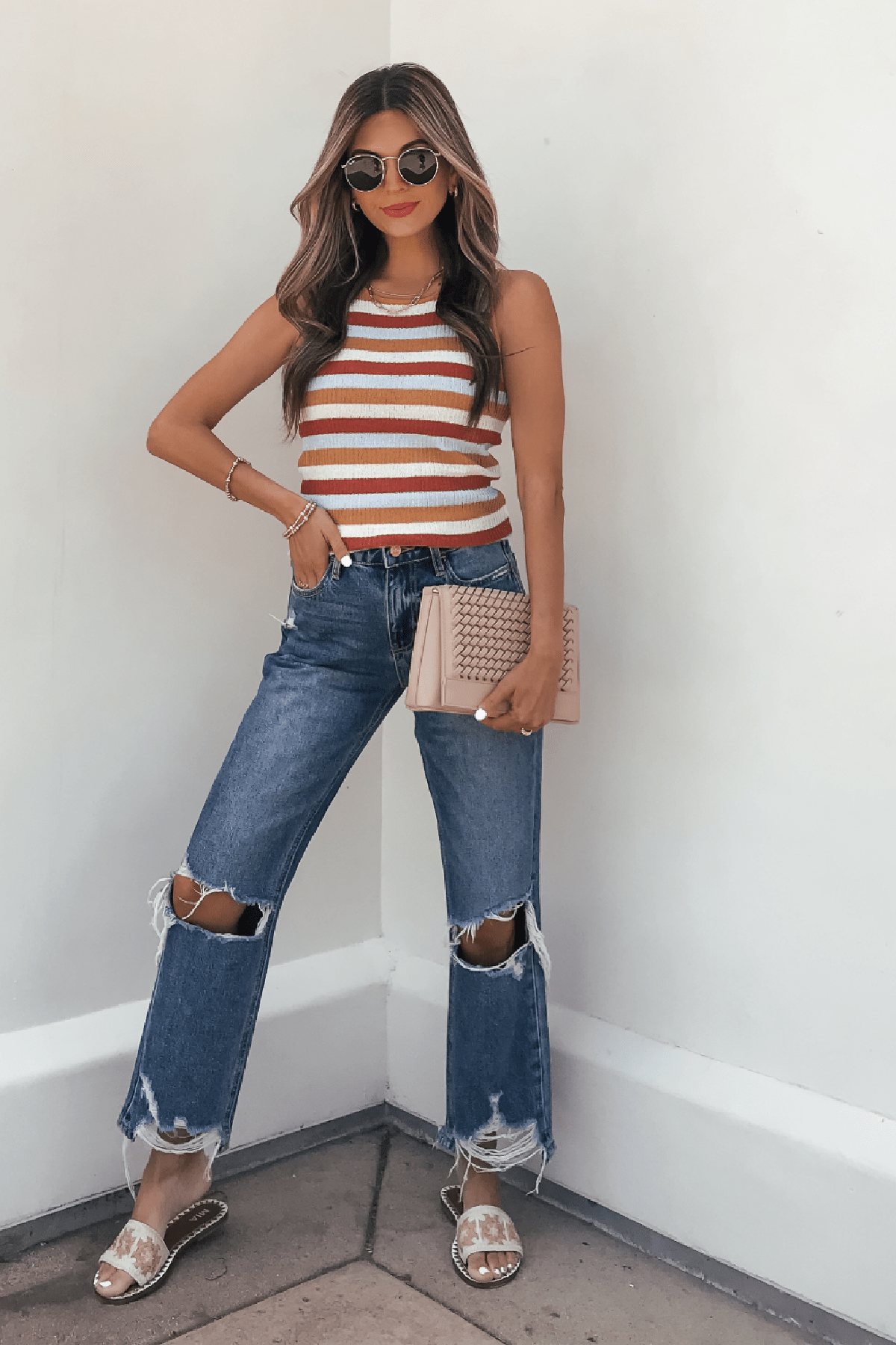 Colorplay Comfort Ribbed Striped Tank Top - FINAL SALE