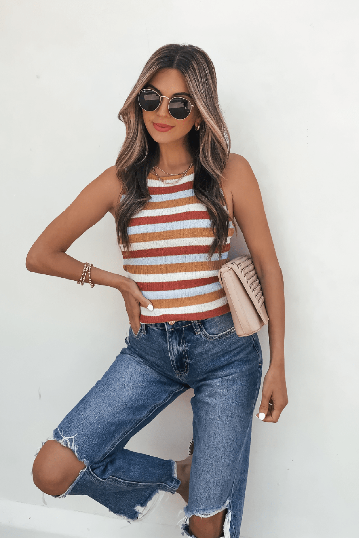 Colorplay Comfort Ribbed Striped Tank Top - FINAL SALE
