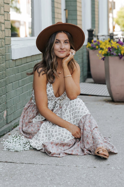 Cream Color Block Halter Maxi Dress - FINAL SALE