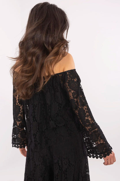Elegant Spanish Neck Lace Tie Blouse