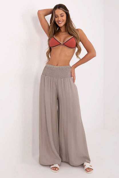 Women's High Waist Palazzo Pants - Viscose Nylon Wide Leg Trousers