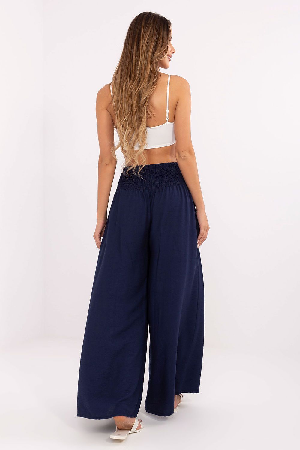 Women's High Waist Palazzo Pants - Viscose Nylon Wide Leg Trousers