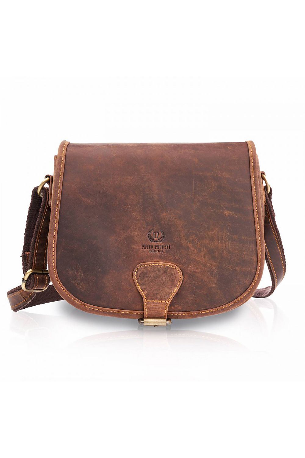 Women's Vintage Leather Handbag - Adjustable Strap & Gold Hardware brown 3 one-size-fits-all
