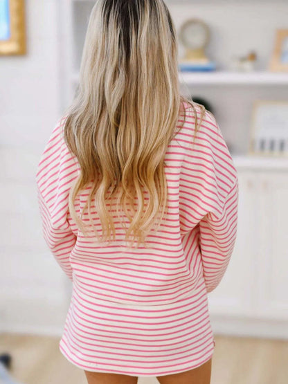 Striped Dropped Shoulder Top and Skirt Set