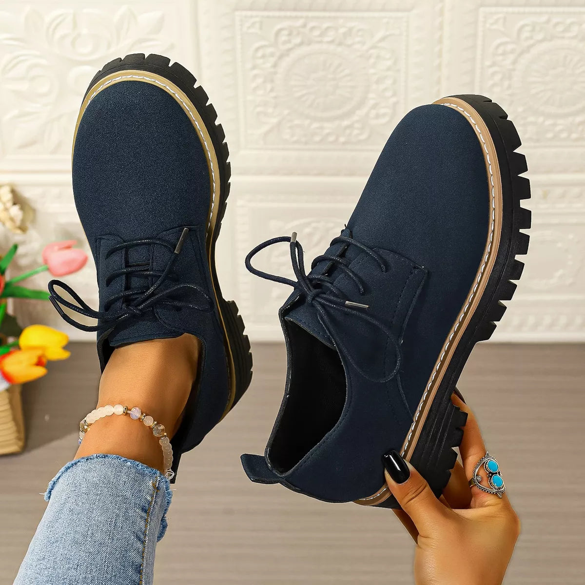Lace-Up Platform Loafers