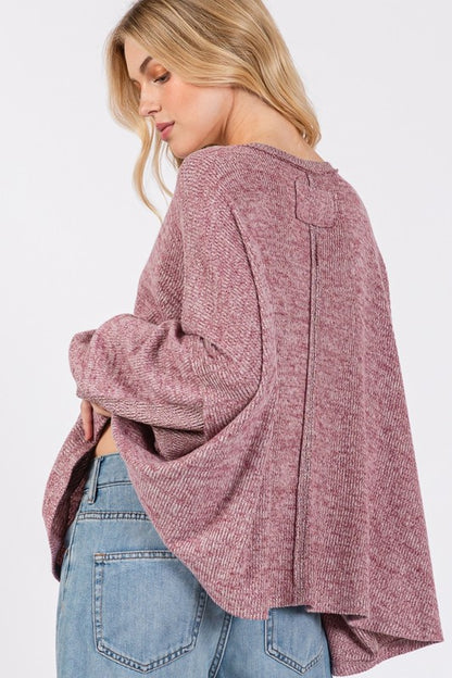 Back To School Sweater - SAGE + FIG Round Neck Batwing Sleeve Oversize Top