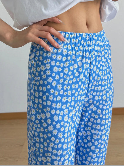 Floral Print Flare Leg Pants