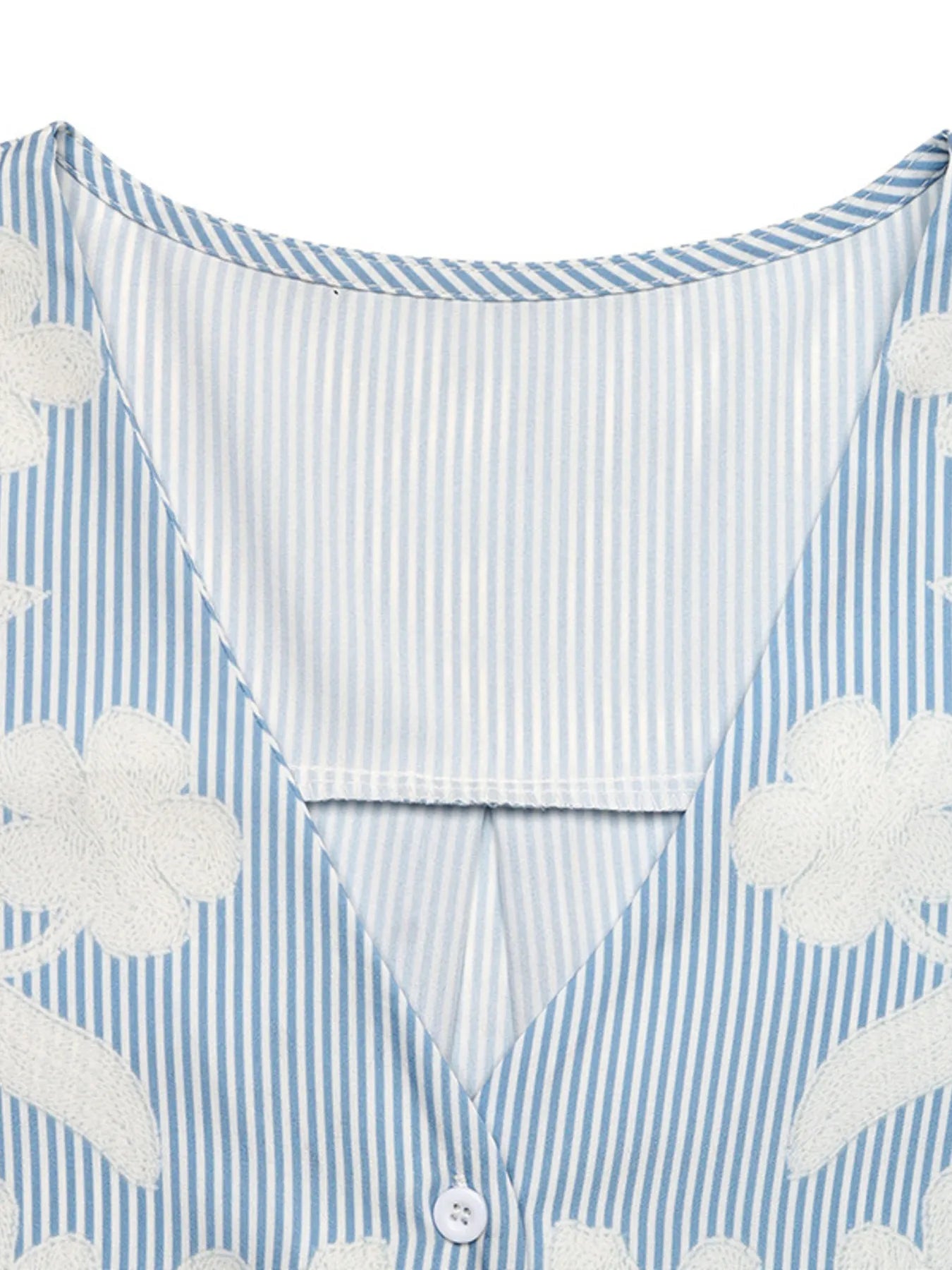 Floral Striped V-Neck Short Sleeve Shirt