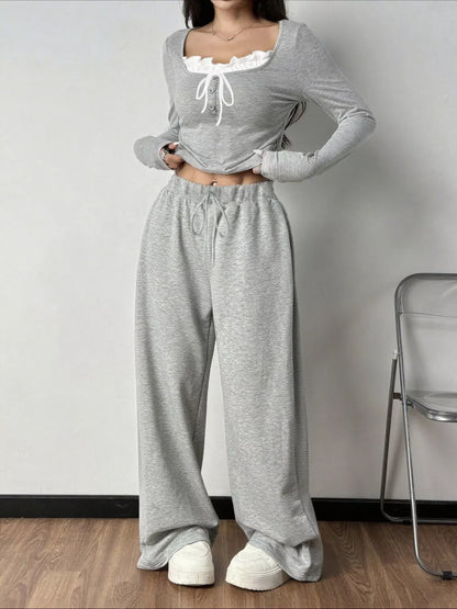 Tied Long Sleeve Top and Pants Set