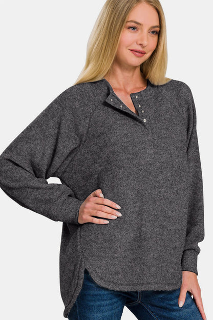 Back To School Sweater - Zenana Full Size Brushed Melange Hacci High-Low Sweater