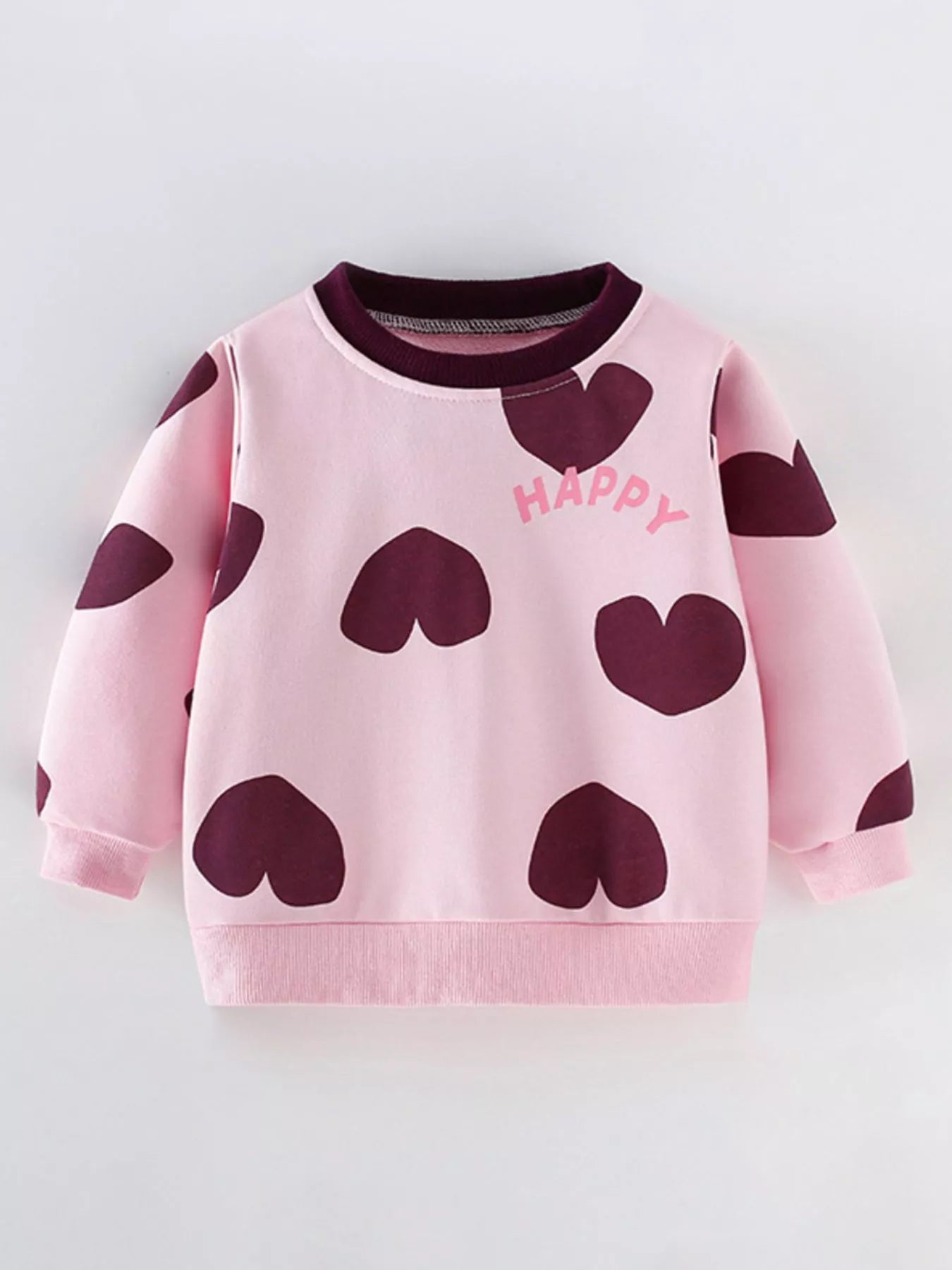 Children's Heart Print Round Neck Sweatshirt Moonlit Mauve