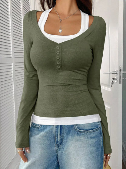 Scoop Neck Long Sleeve T-Shirt