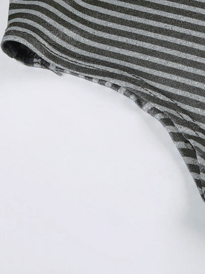 Striped Single Shoulder T-Shirt