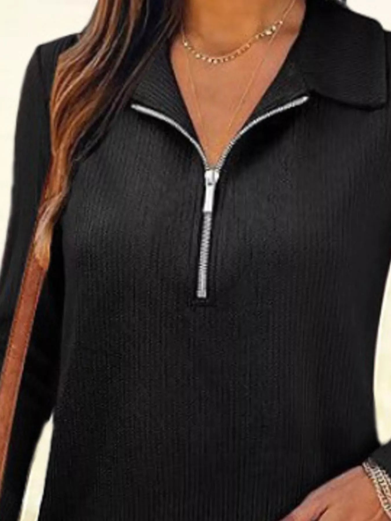 Half Zip Long Sleeve Knit Top