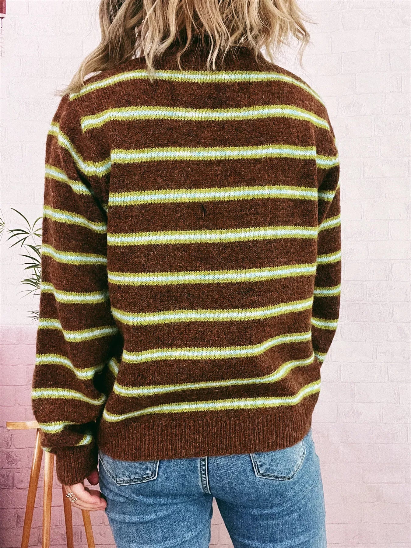 Striped Button-Up Long Sleeve Cardigan