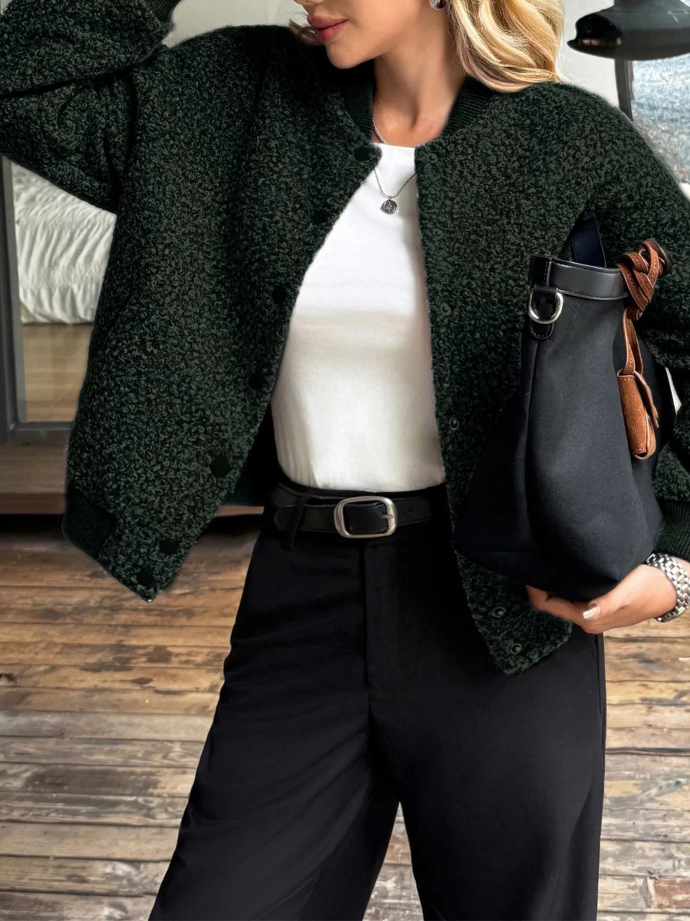 Snap Down Dropped Shoulder Jacket