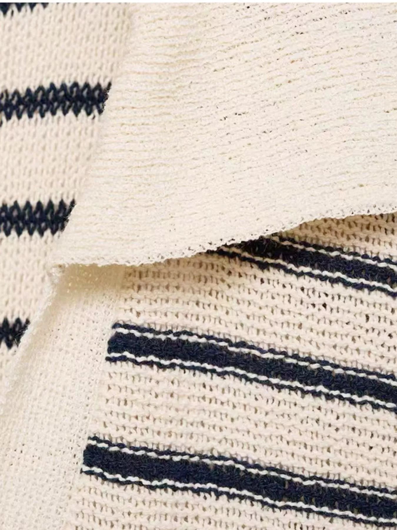 Striped Slit Short Sleeve Maxi Dress