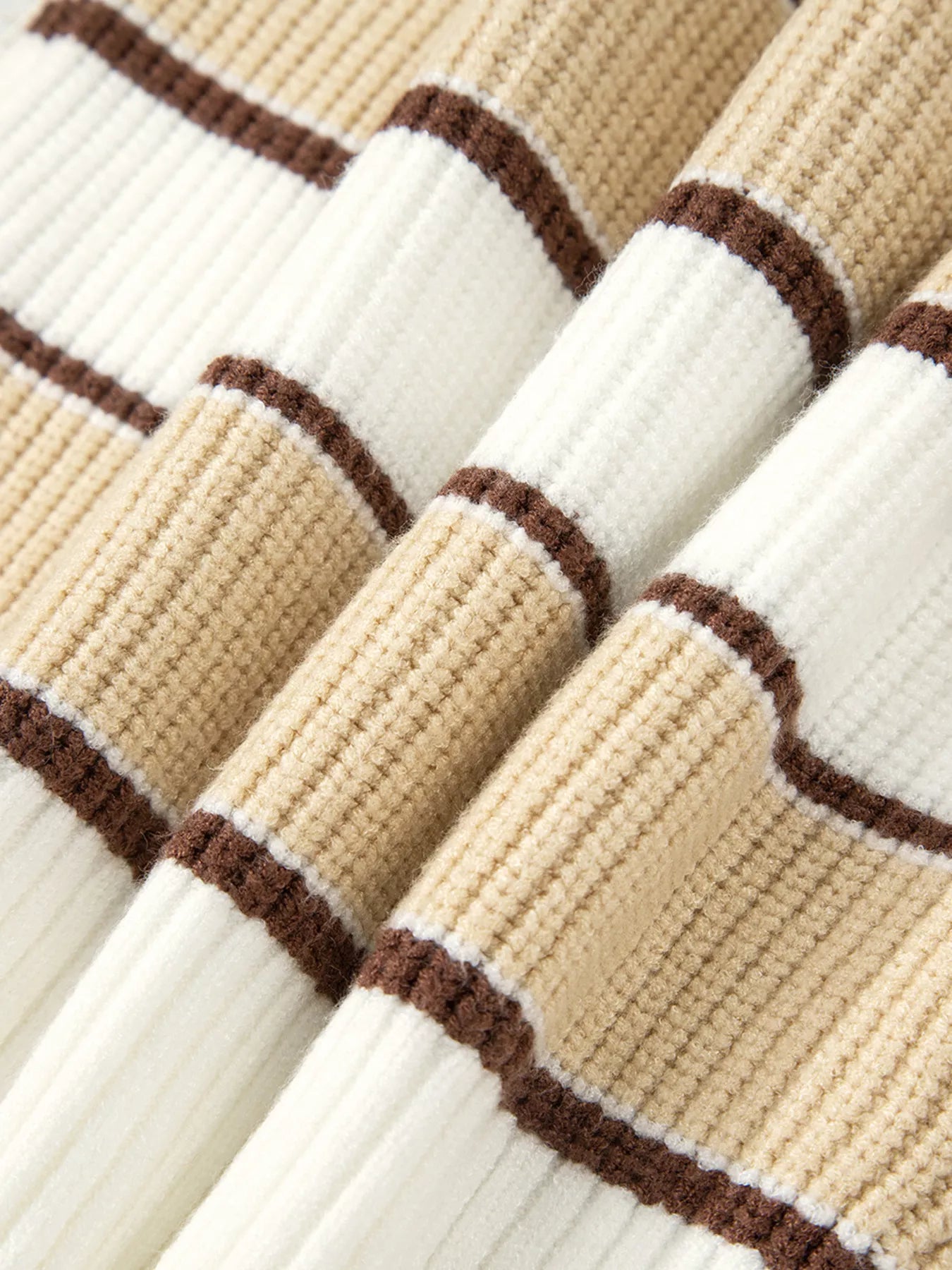 Stripe Half Zip Drop Shoulder Sweater