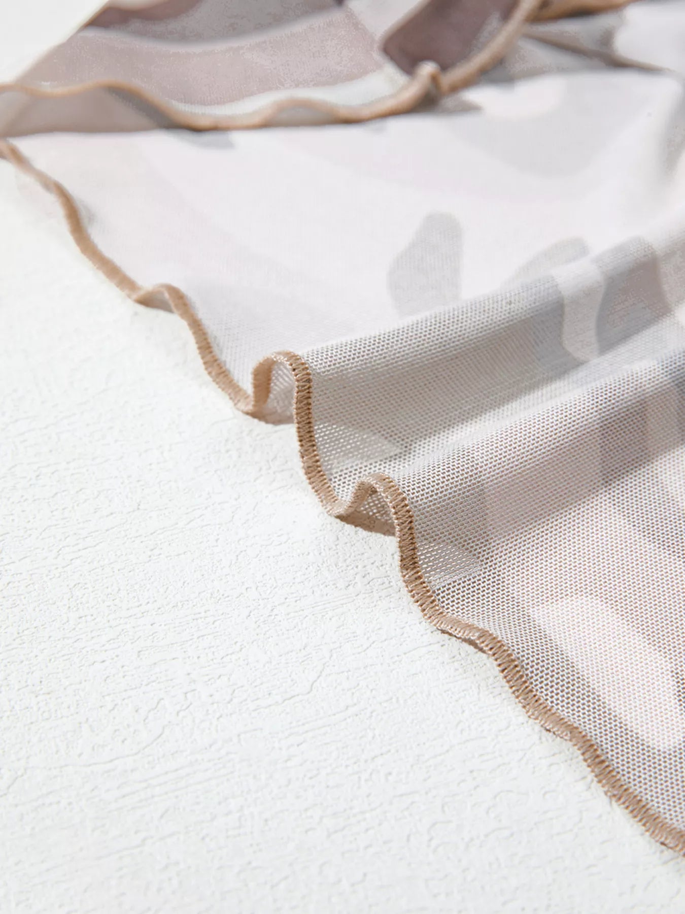 Camouflage Print Mesh Long Sleeve Top