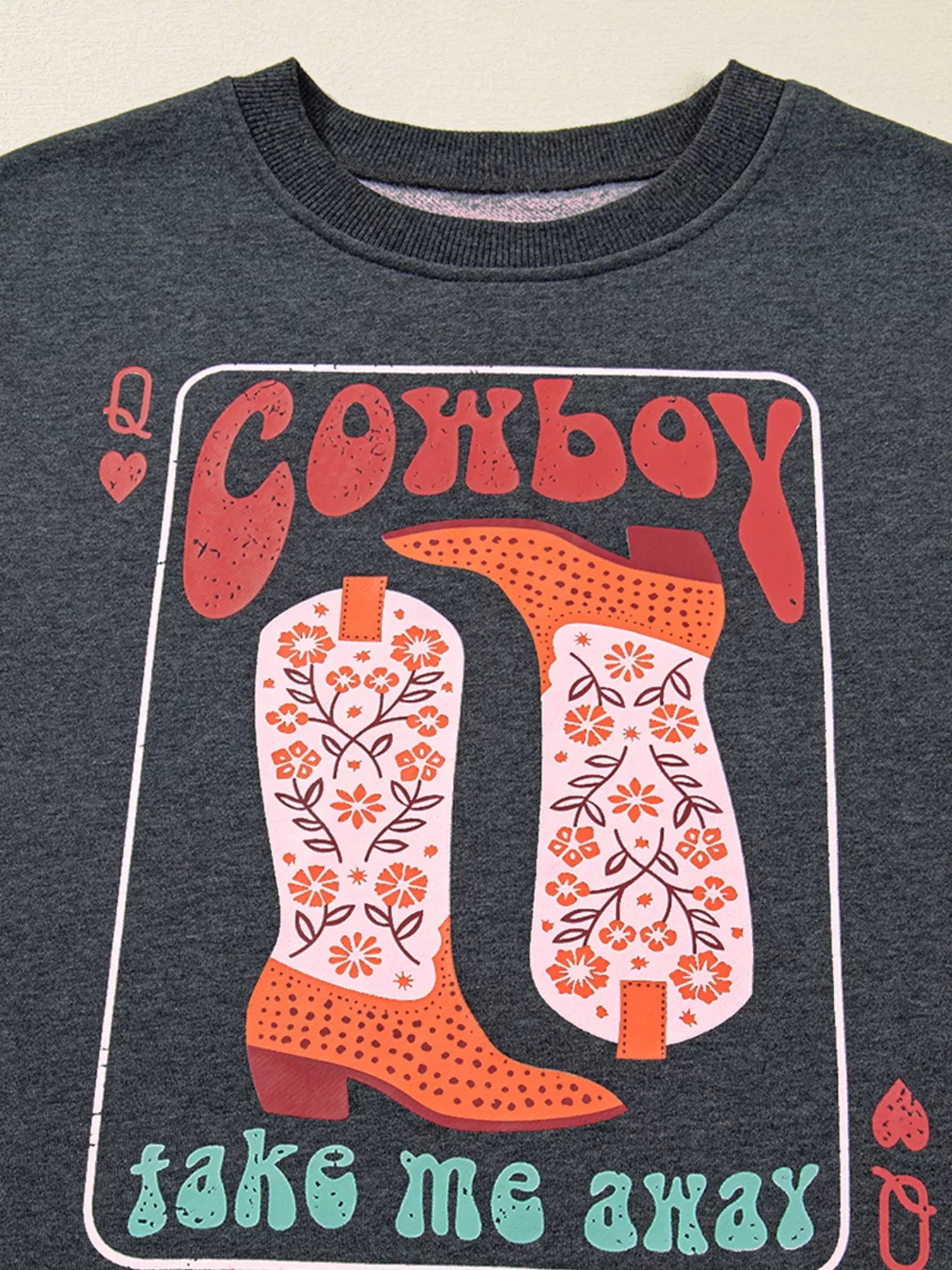 Cowboy Queen Card Drop Shoulder Graphic Sweatshirt