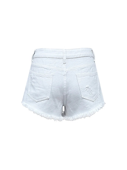 Raw Hem High Waist Denim Shorts