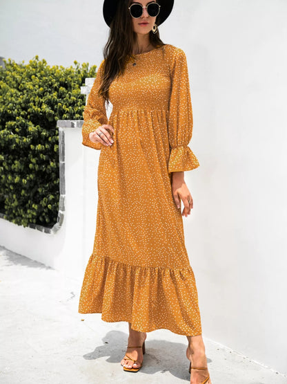 Ruffled Hem Flounce Sleeve Dress