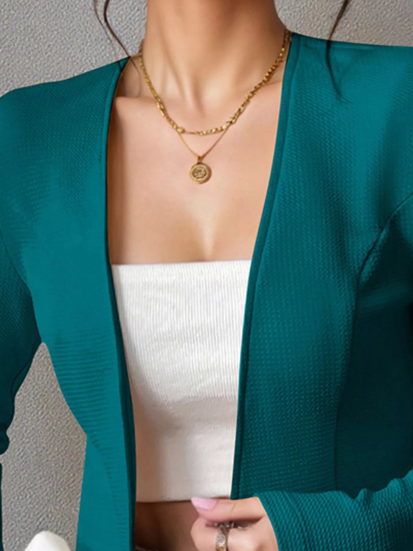 One Button Long Sleeve Blazer