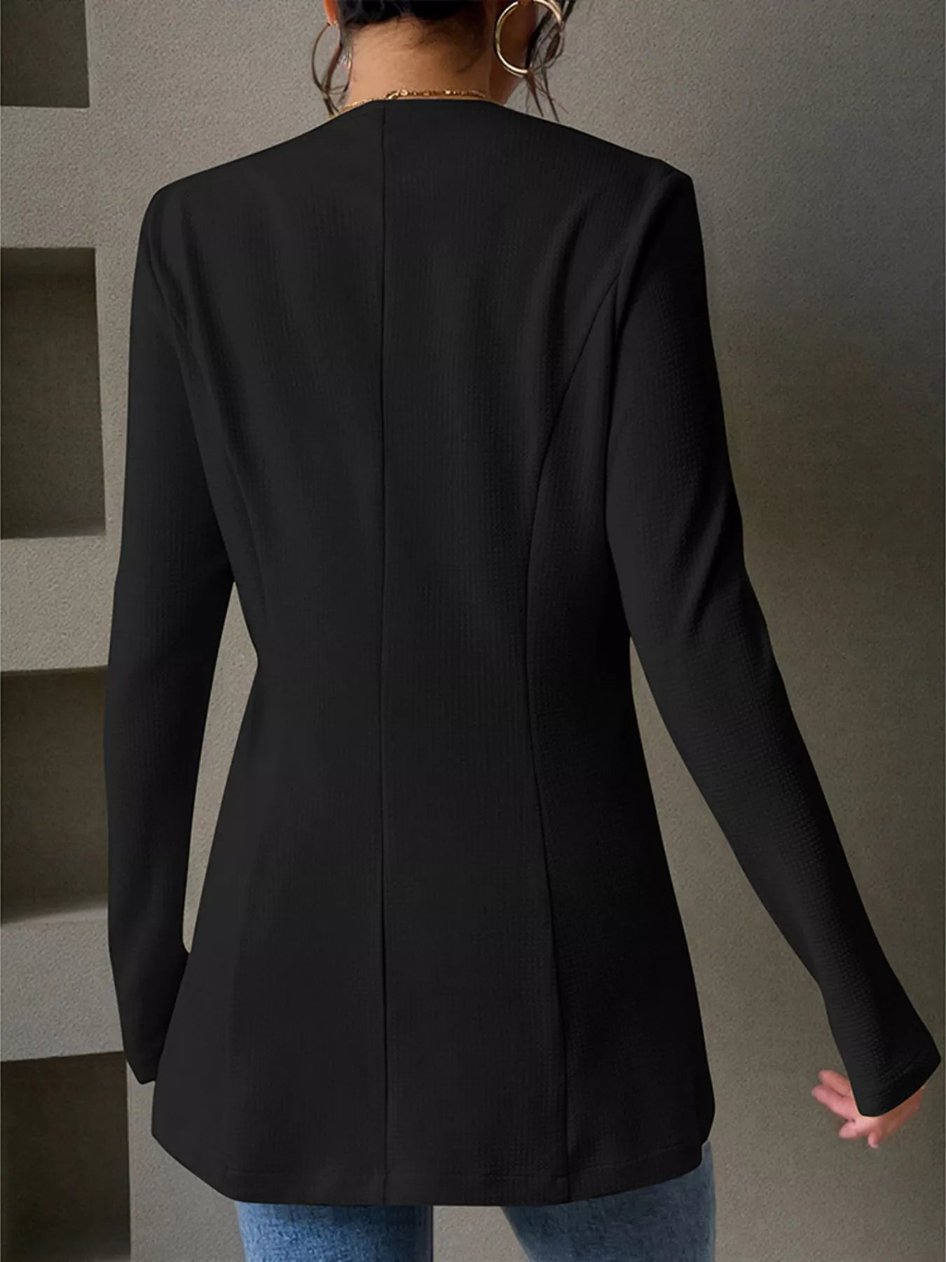 One Button Long Sleeve Blazer
