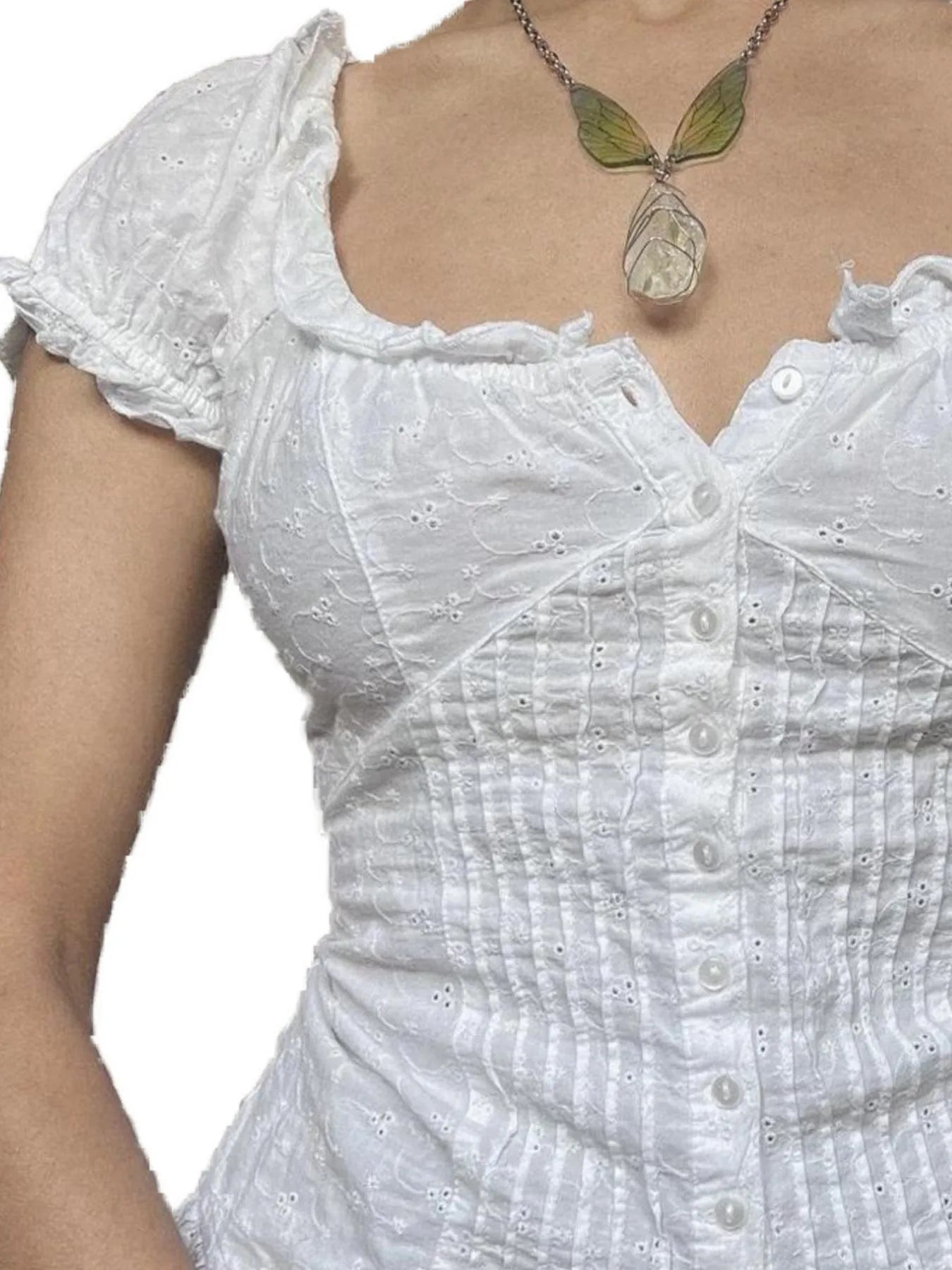 Frill Button Up Short Sleeve Shirt