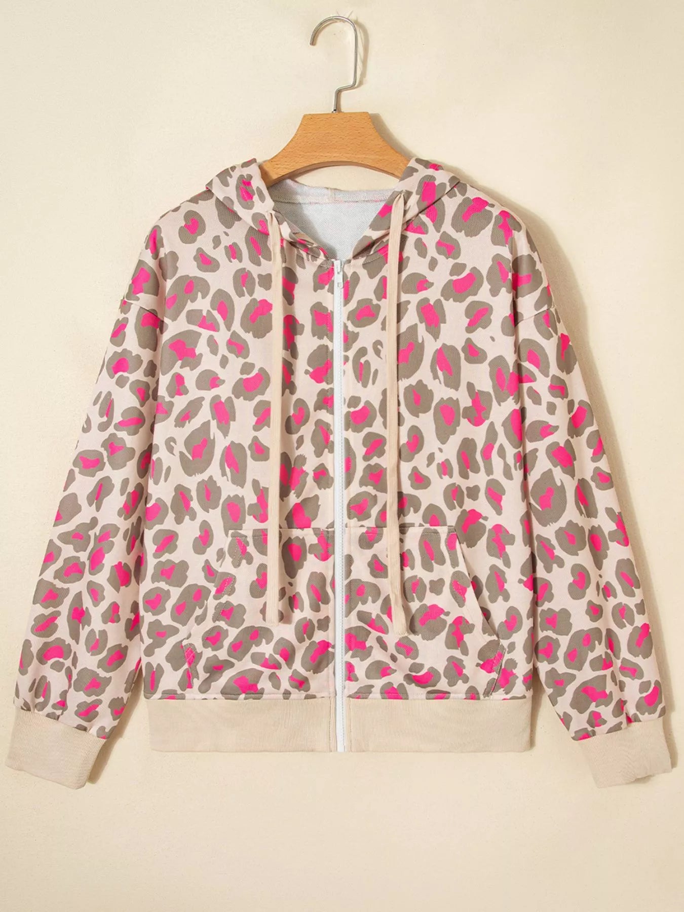 Leopard Print Zip-Up Hoodie