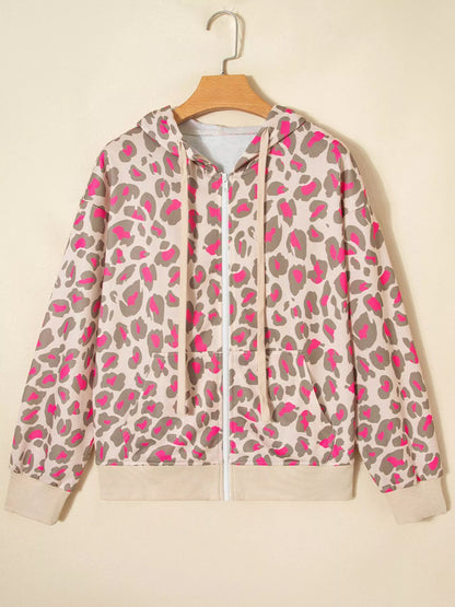 Leopard Print Zip-Up Hoodie