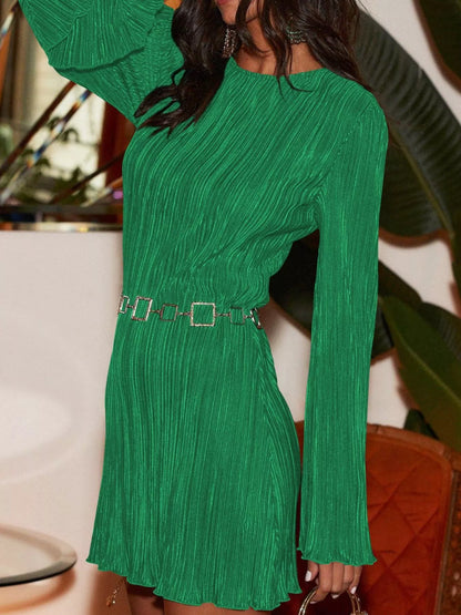 Cutout Back Flare Sleeve Dress