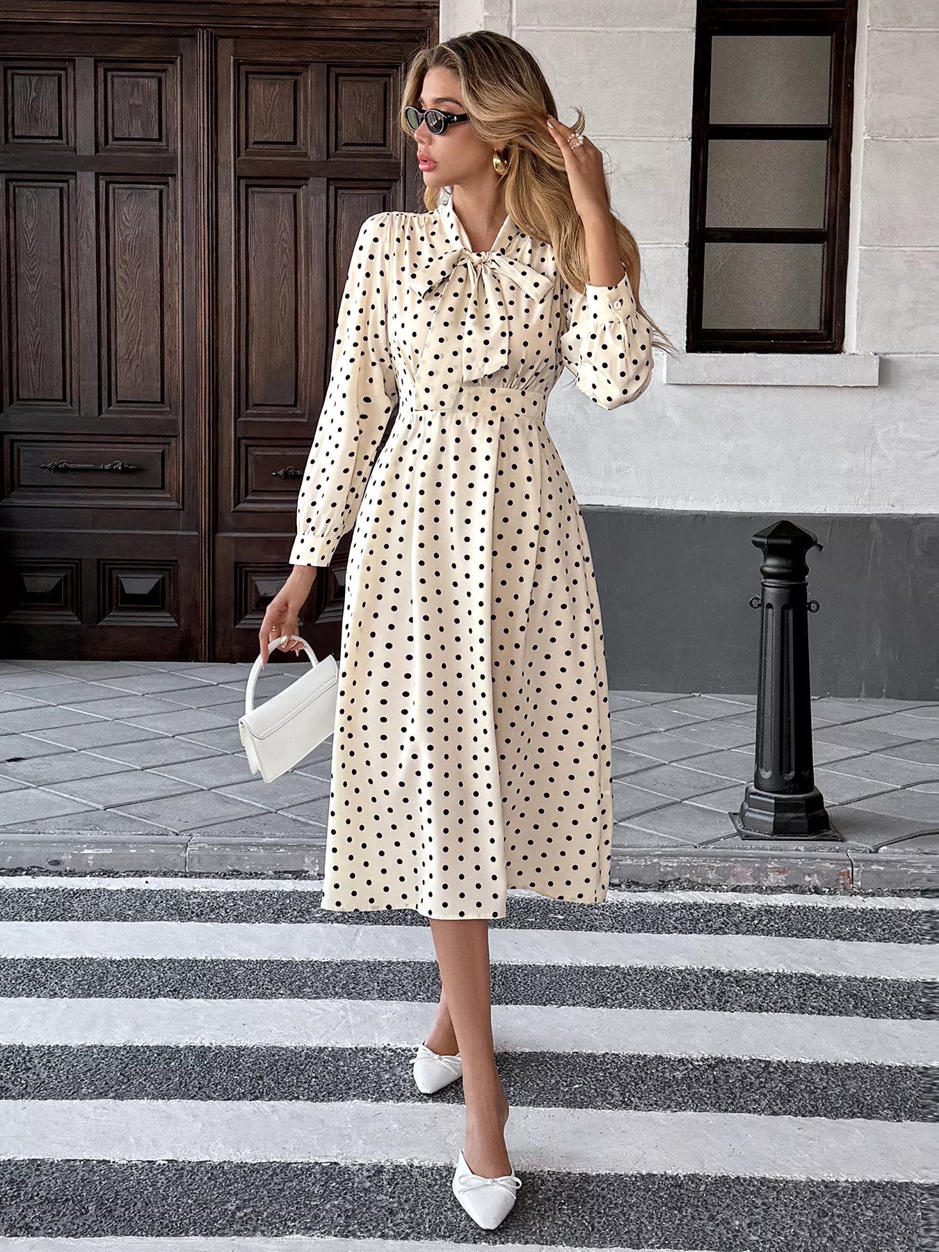 Tie Front Polka Dot Dress