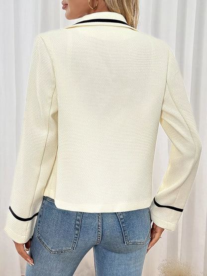 Contrast Trim Button-Up Blazer