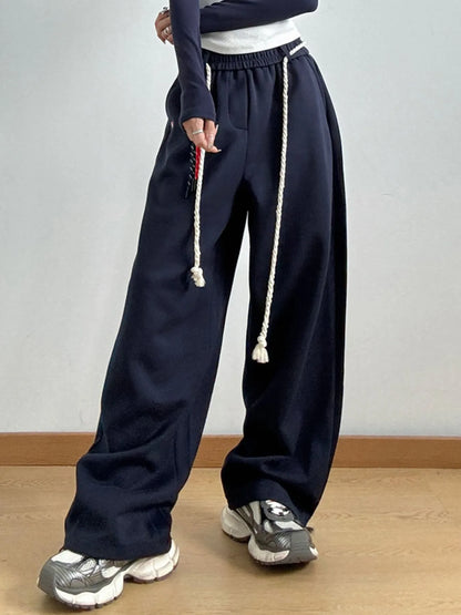 Decorative Rope Detail Casual Pants