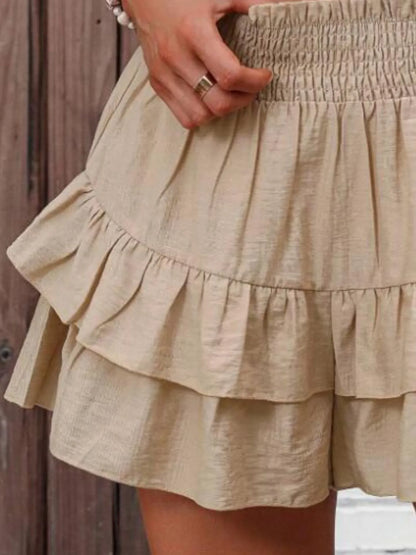 Ruffle Layered High Waist Casual Skort