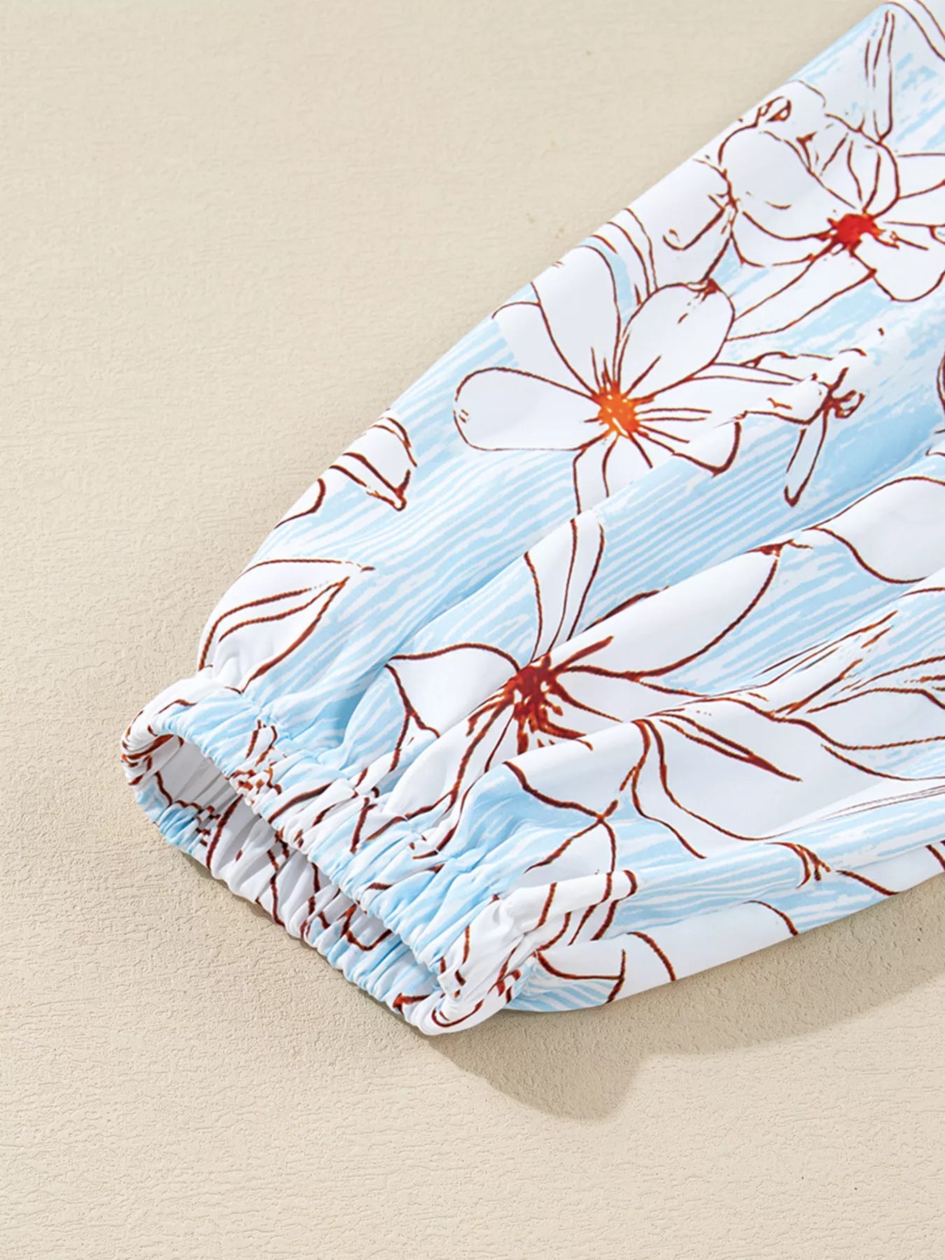 Floral Print Tie Neck Long Sleeve Mini Dress