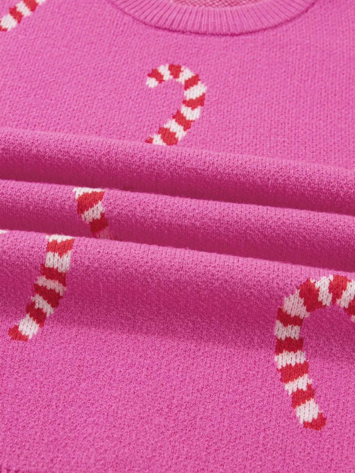 Christmas Candy Cane Holiday Drop Shoulder Sweater