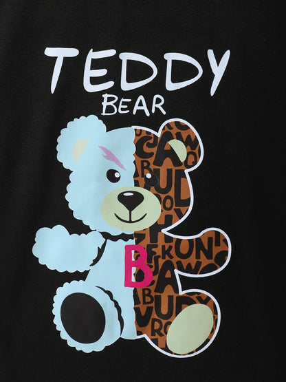 Children's Teddy Bear Round Neck Top and Pants Set