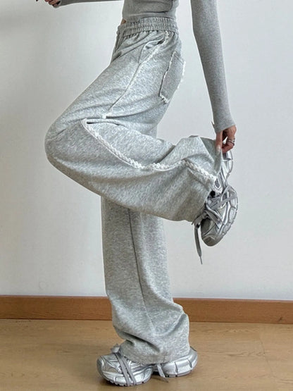 Loose Fit Wide Leg Casual Drawstring Pants