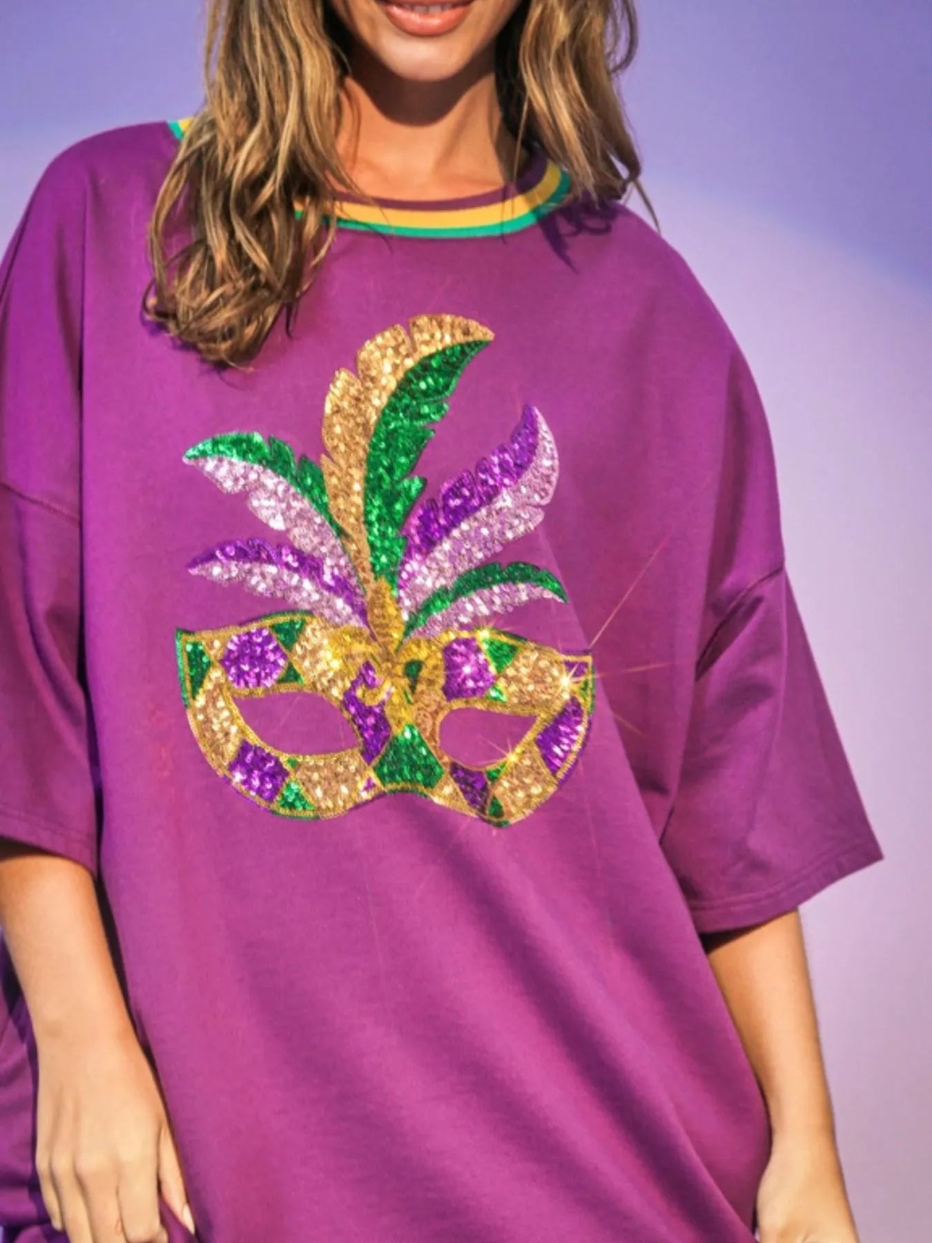 Sequin Round Neck 3/4 Sleeve Dress